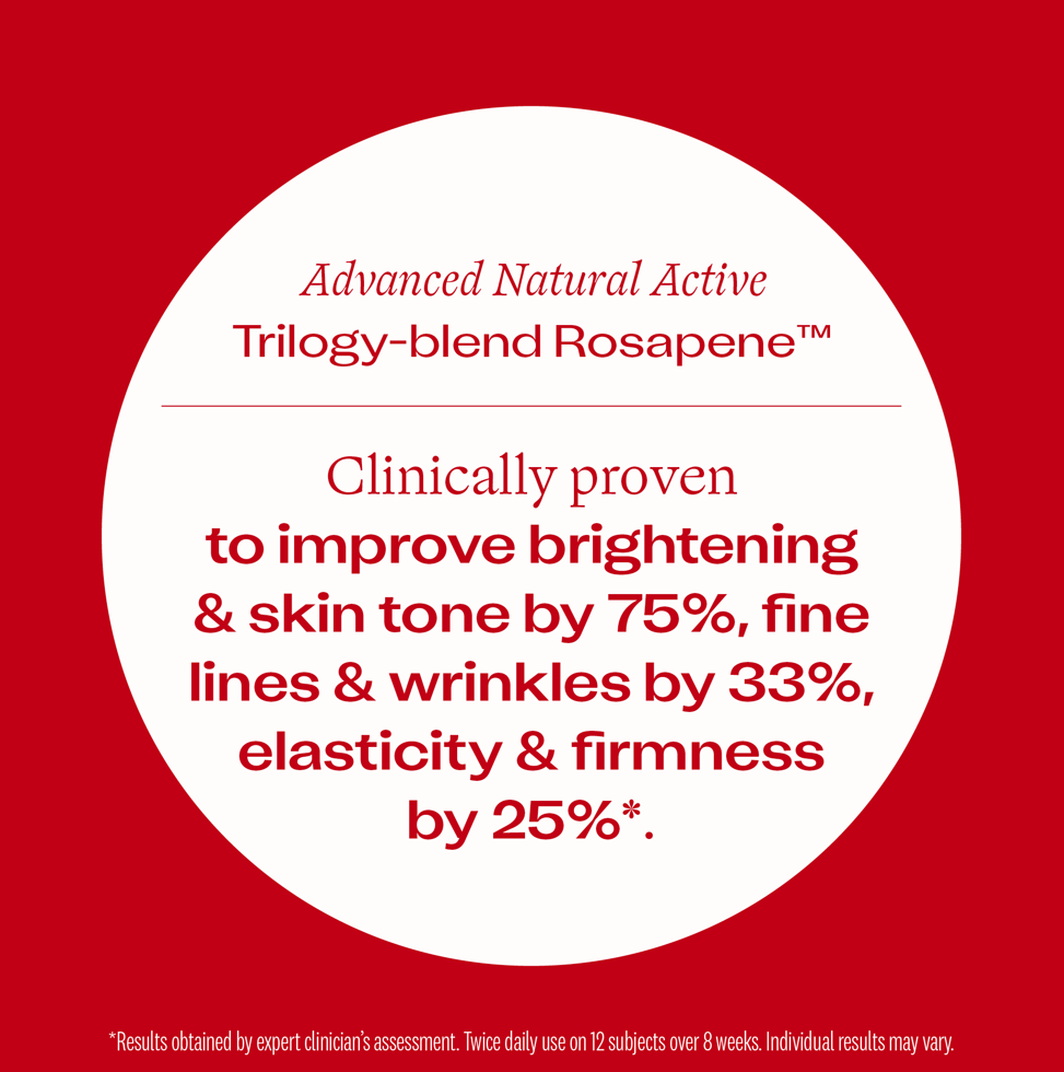 Rosehip Oil Antioxidant+ advanced natural active - clinically proven to improve brightening & skin tone by 75%, fine lines & wrinkles by 33%, elasticity & firmness by 25%&.
