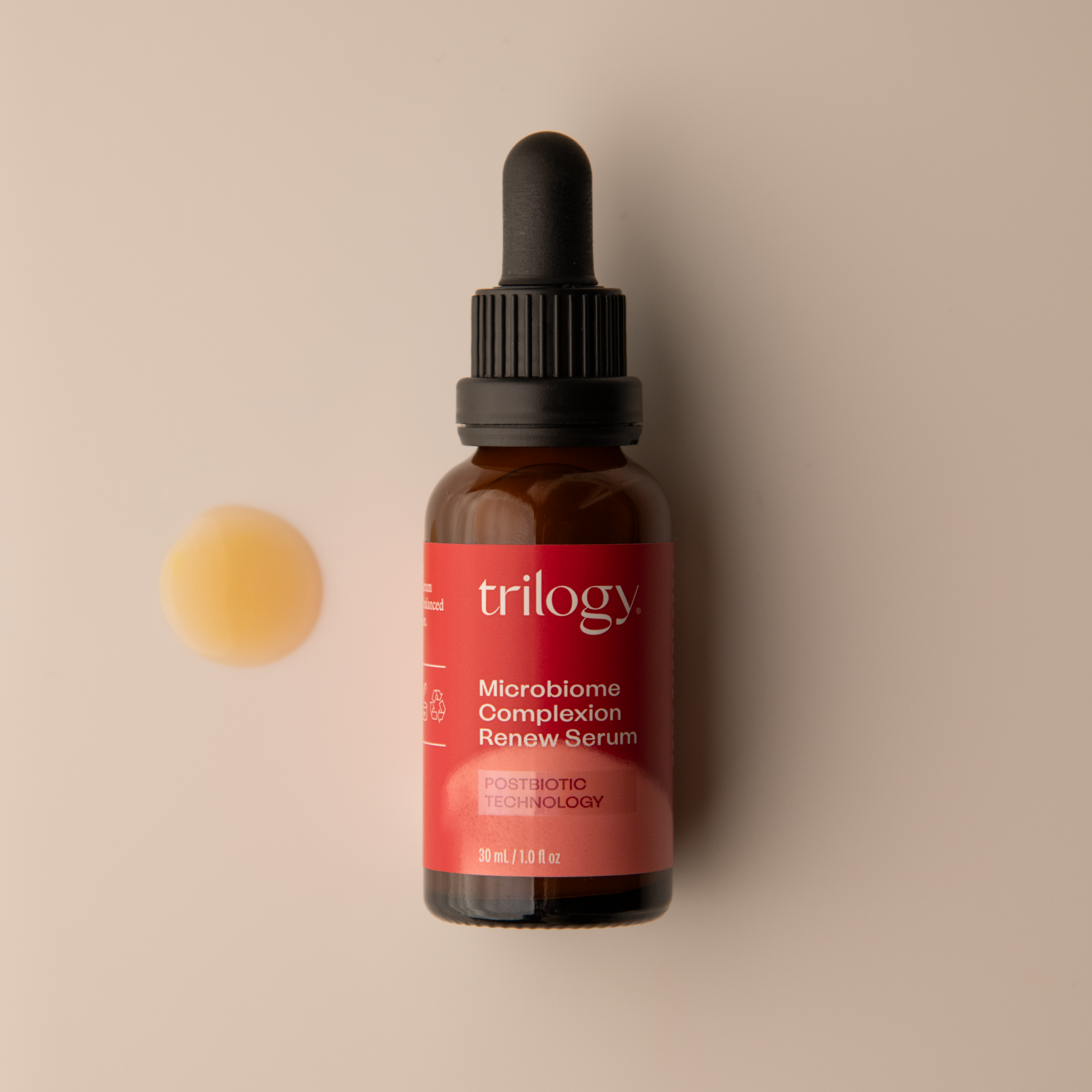 Trilogy Skincare Microbiome Complexion Renew Serum with swatch.