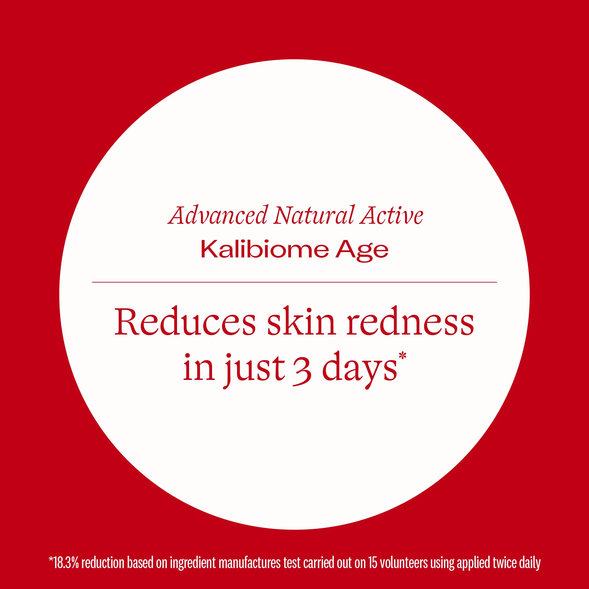 Microbiome Complexion Renew Serum advanced natural active Kalibiome Age - reduces skin redness in just 3 days*.