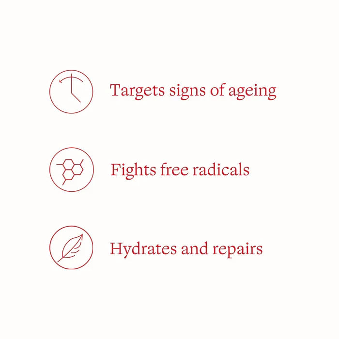 Rosehip Oil Antioxidant+ benefits - targets signs of ageing, fights free radicals and hydrates and repairs.