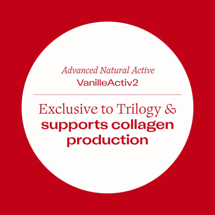 Instant Glow Rosehip Oil advanced natural active VanilleActiv2, exclusive to Trilogy & supports collagen production.
