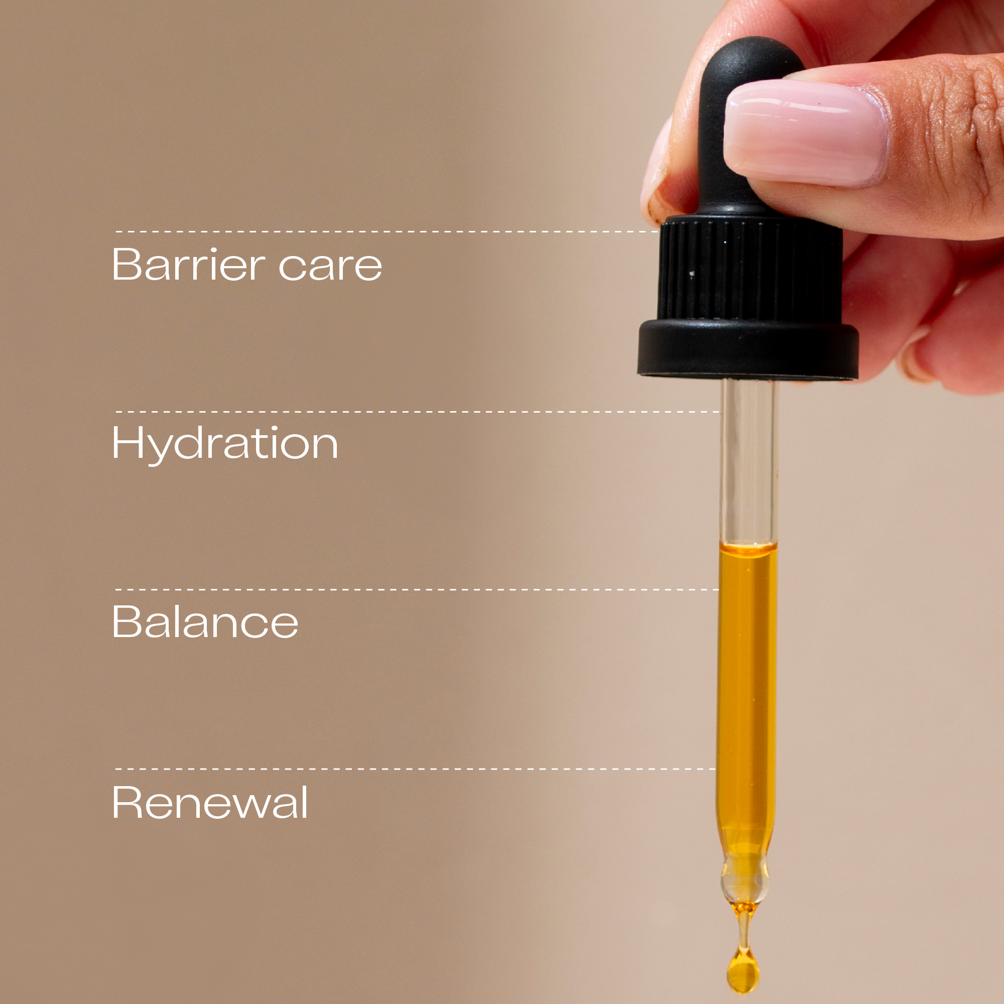 Certified Organic Rosehip Oil 45ml benefits - barrier care, hydration, balance and renewal.