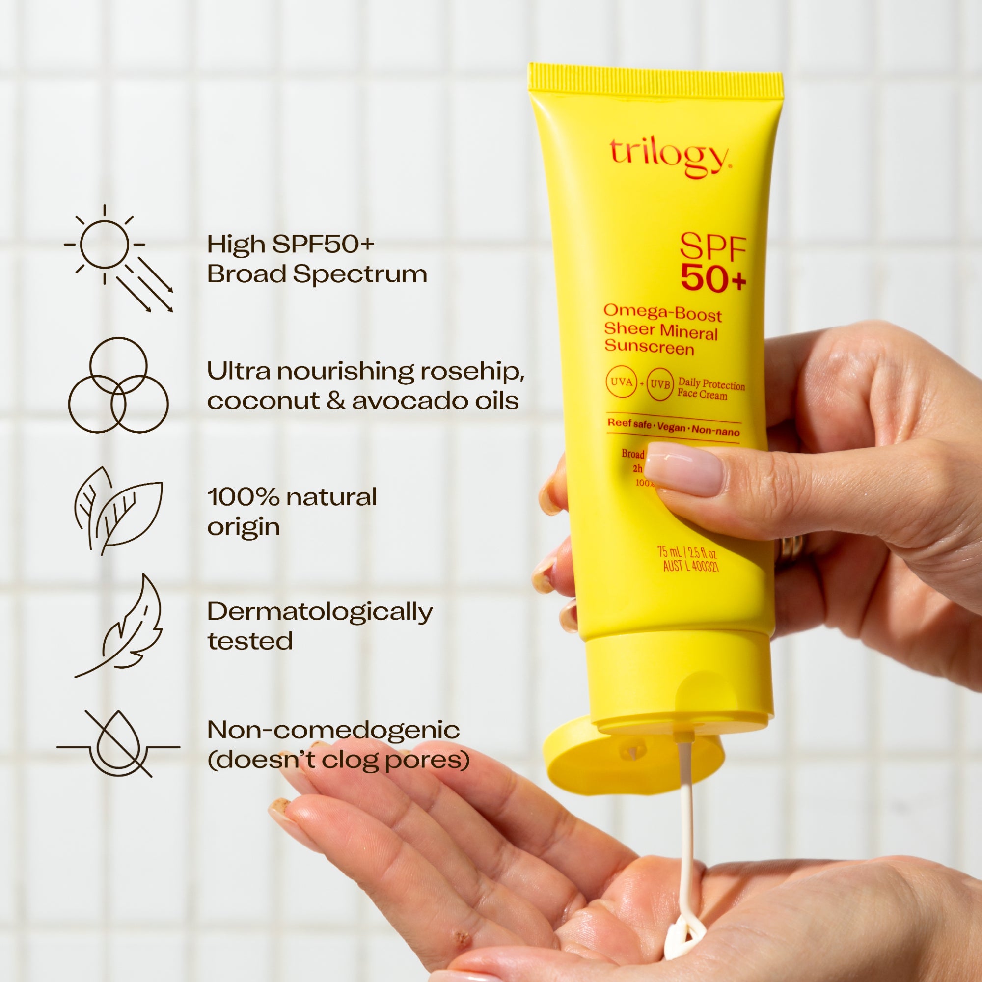 SPF 50+ Omega-Boost Sheer Mineral Sunscreen, 75mL