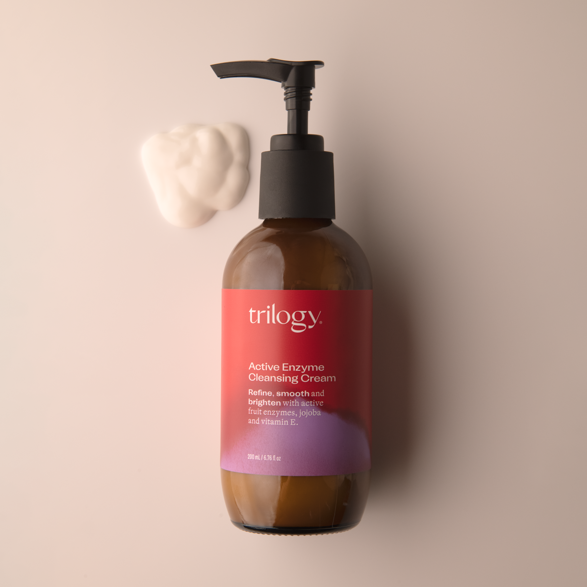 Trilogy Skincare Active Enzyme Cleansing Cream with swatch.