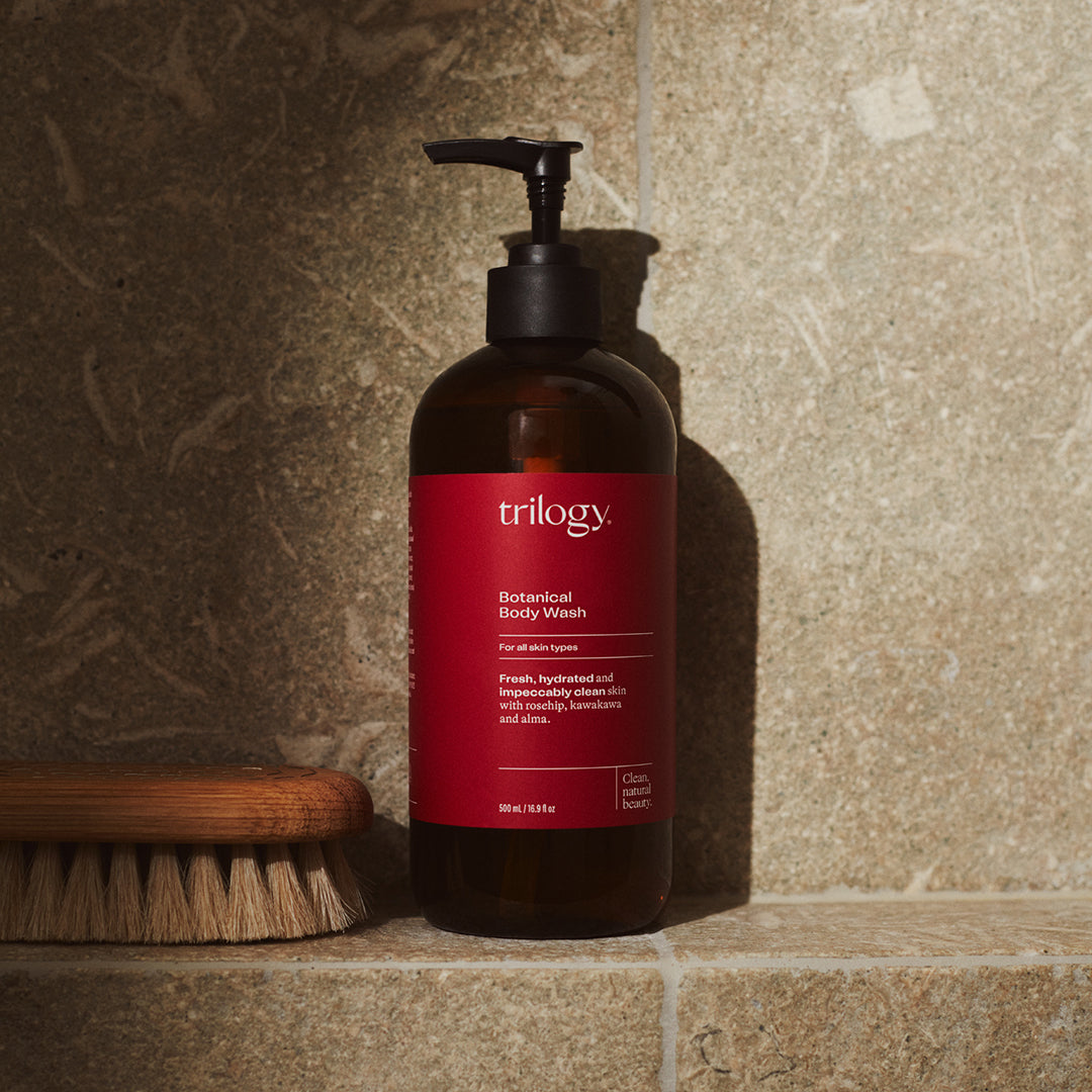 Botanical Body Wash in bathroom.