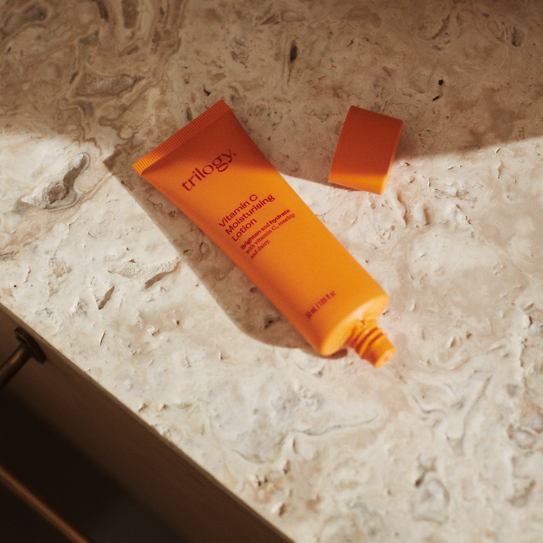 Vitamin C Moisturising Lotion in bathroom | Trilogy Skincare