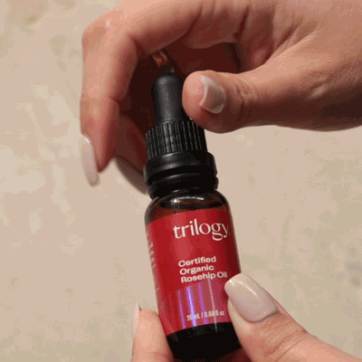 Certified Organic Rosehip Oil 45ml model application.
