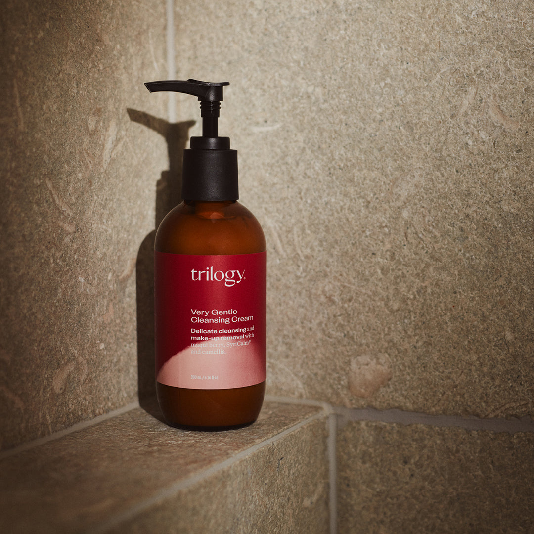 Very Gentle Cleansing Cream in bathroom.