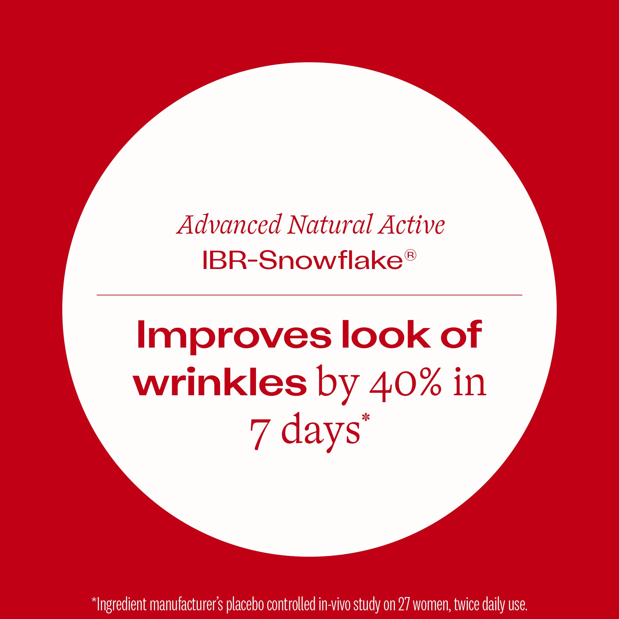 Nutrient Plus Firming Serum advanced natural active IBR-snowflake - improves look of wrinkles by 40% in 7 days*. 